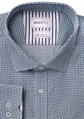 BROOKSFIELD GEOMETRIC TALL L/S SHIRT-tall range-BIGGUY.COM.AU