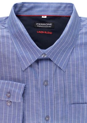 PERRONE LINEN STRIPE L/S SHIRT -sale clearance-BIGGUY.COM.AU