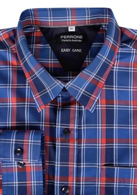 PERRONE PLAID CHECK L/S SHIRT -sale clearance-BIGGUY.COM.AU