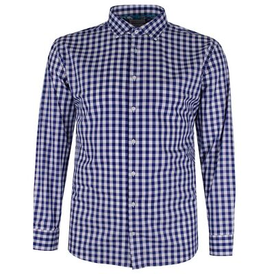 BROOKSFIELD OXFORD GINGHAM L/S BUSINESS SHIRT-sale clearance-BIGGUY.COM.AU