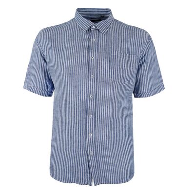 BACKBAY BAR STRIPE LINEN S/S SHIRT-sale clearance-BIGGUY.COM.AU