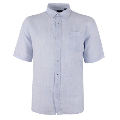 BACKBAY PINSTRIPE LINEN S/S SHIRT-sale clearance-BIGGUY.COM.AU