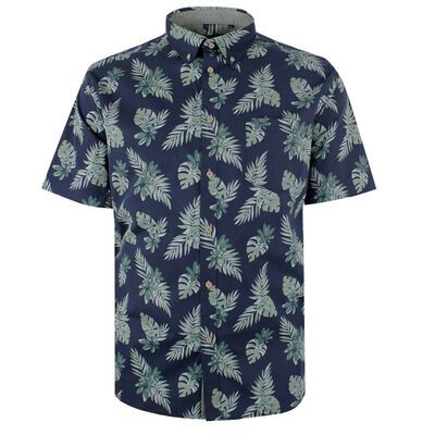 KAM LONG & SHORT LEAF S/S SHIRT -shirts-BIGGUY.COM.AU