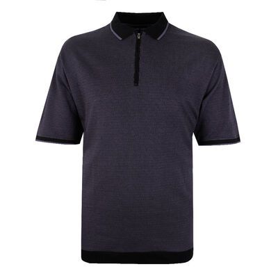 KAM PATTERN ZIP COLLAR POLO-sale clearance-BIGGUY.COM.AU