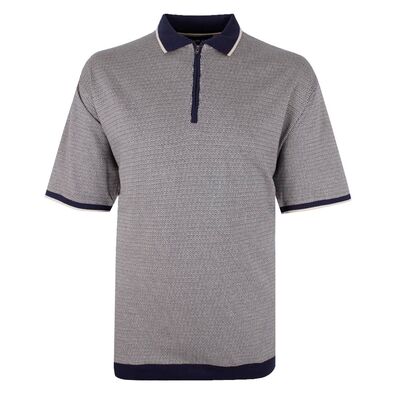 KAM PATTERN ZIP COLLAR POLO-sale clearance-BIGGUY.COM.AU