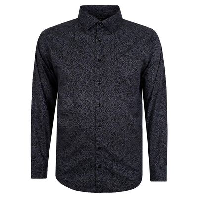 BLUE HORIZON GEOMETRIC FLOWER L/S SHIRT-sale clearance-BIGGUY.COM.AU