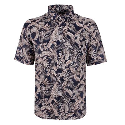 BACKBAY 226 FLORAL LINEN S/S SHIRT-sale clearance-BIGGUY.COM.AU