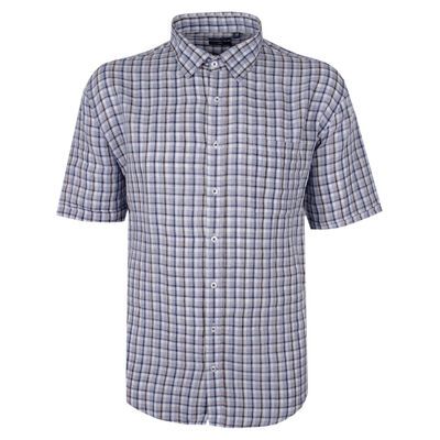 BACKBAY CHECK 219 LINEN S/S SHIRT-sale clearance-BIGGUY.COM.AU