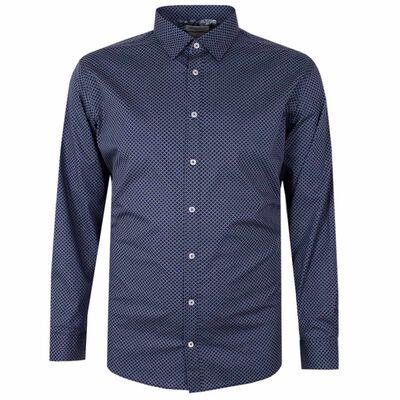 BROOKSFIELD 81 GEO L/S BUSINESS SHIRT-shirts casual & business-BIGGUY.COM.AU
