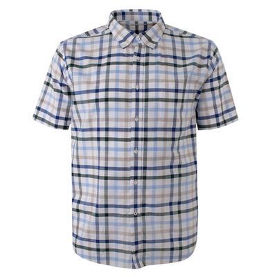 GAZMAN SLUB CHECK S/S SHIRT-shirts-BIGGUY.COM.AU
