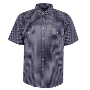 CIPOLLINI 2 POCKET NAVY CHECK S/S SHIRT