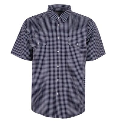 CIPOLLINI 2 POCKET NAVY CHECK S/S SHIRT-shirts casual & business-BIGGUY.COM.AU