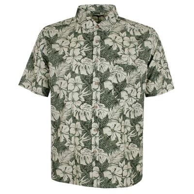 CIPOLLINI BAMBOO GREEN HIBISCUS S/S SHIRT-shirts casual & business-BIGGUY.COM.AU