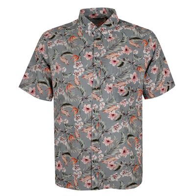 CIPOLLINI BAMBOO GREY HIBICUS S/S SHIRT-shirts casual & business-BIGGUY.COM.AU