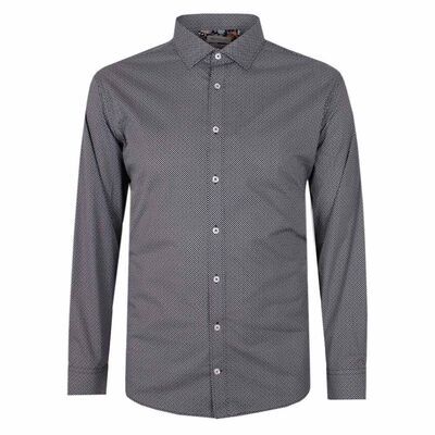 BROOKSFIELD EYE DOT L/S BUSINESS SHIRT-shirts casual & business-BIGGUY.COM.AU