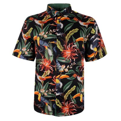 KAM TROPICAL TOUCAN PRINT S/S SHIRT-sale clearance-BIGGUY.COM.AU