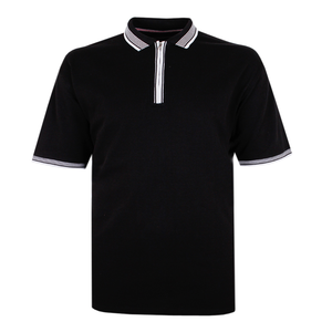 KAM ZIP COLLAR TEXTURED POLO
