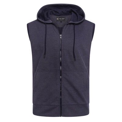 KAM INTERLOCK SLEEVELESS HOODIE-fleecy tops & hoodies-BIGGUY.COM.AU