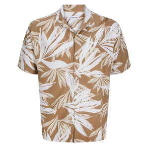 JACK & JONES TAN PALM PRINT S/S SHIRT