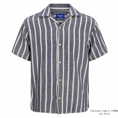 JACK & JONES STRIPE RESORT S/S SHIRT-sale clearance-BIGGUY.COM.AU