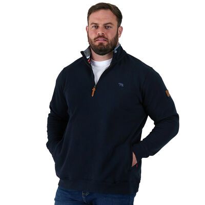 DUKE RUSSEL ¼ ZIP SWEAT TOP-fleecy tops & hoodies-BIGGUY.COM.AU