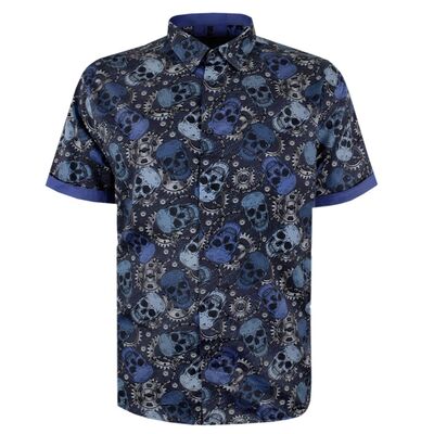 KAM MECHANIC SKULL S/S SHIRT-shirts casual & business-BIGGUY.COM.AU
