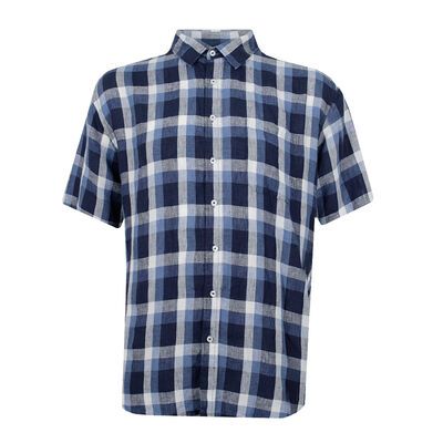 BACKBAY 221 CHECK LINEN S/S SHIRT-new arrivals-BIGGUY.COM.AU